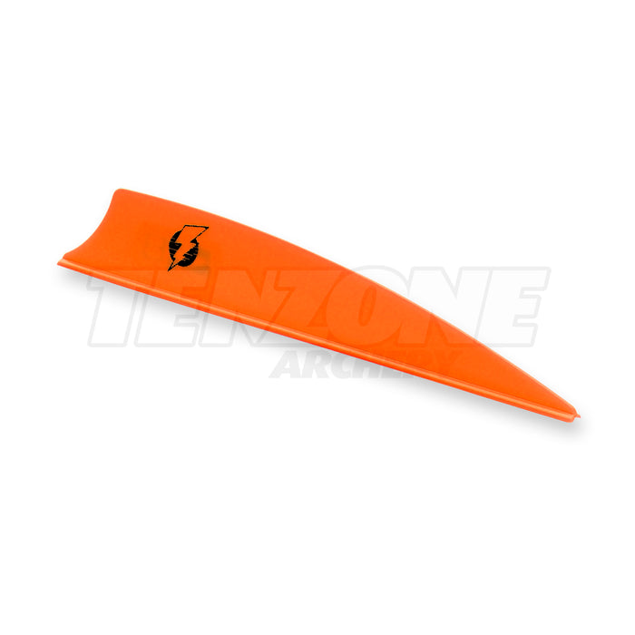 One neon orange Bohning Bolt vane showing the black Bolt symbol. The Ten Zone Archery logo is visible as a watermark over the image.