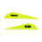 Two neon yellow Bohning Heat vanes. One vane shows the black Heat logo. The other faces the opposite direction and shows the black Bohning logo symbol.