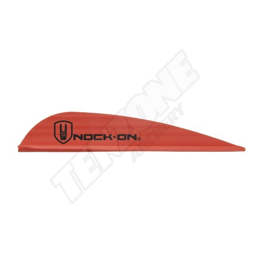 One fire-orange AAE Max Stealth vane with the black Nock On logo. Four horizontal raised ridges are visible along the vane length. The Ten Zone Archery logo is visible as a watermark over the image.