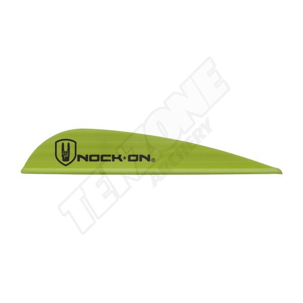 One yellow AAE Max Stealth vane with the black Nock On logo. Four horizontal raised ridges are visible along the vane length. The Ten Zone Archery logo is visible as a watermark over the image.