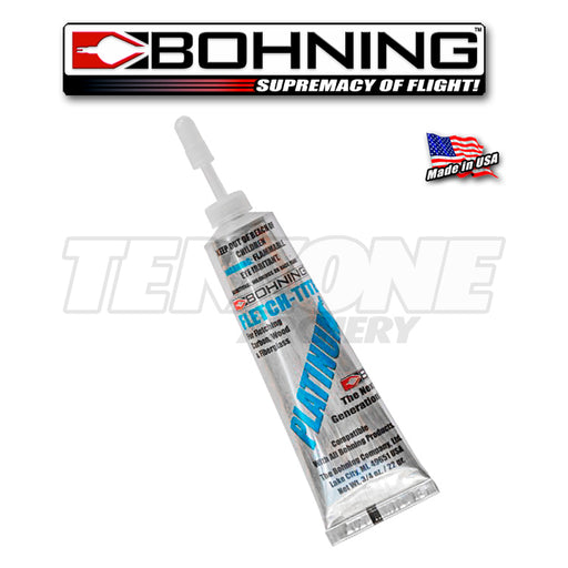 One tube of Bohning Fletch-tite Platinum fletching glue.  The Ten Zone Archery logo is visible as a watermark over the image.