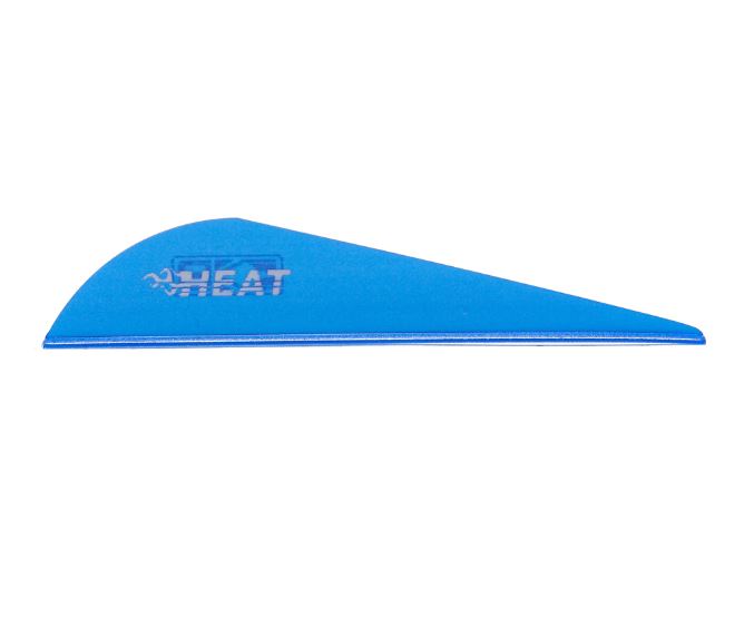 One satin blue Bohning Heat vane showing the white Heat logo. 