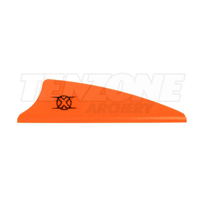 One neon orange Bohning X vane showing the black X symbol. The Ten Zone Archery logo is visible as a watermark over the image.