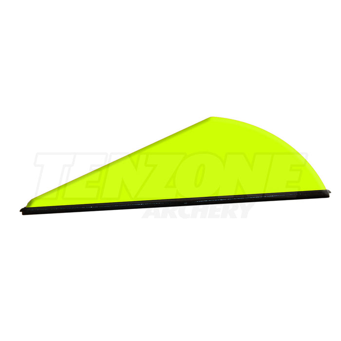 One neon yellow Q2i Rapt-X vane with a black base. The Ten Zone Archery logo is visible as a watermark over the image.