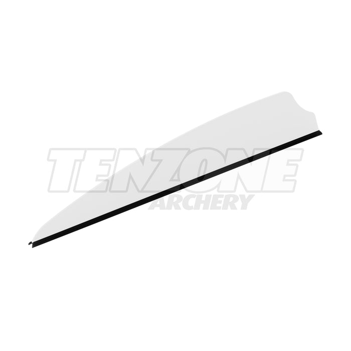 One white Q2i X-II 3-inch vane with a black base. The Ten Zone Archery logo is visible as a watermark over the image.