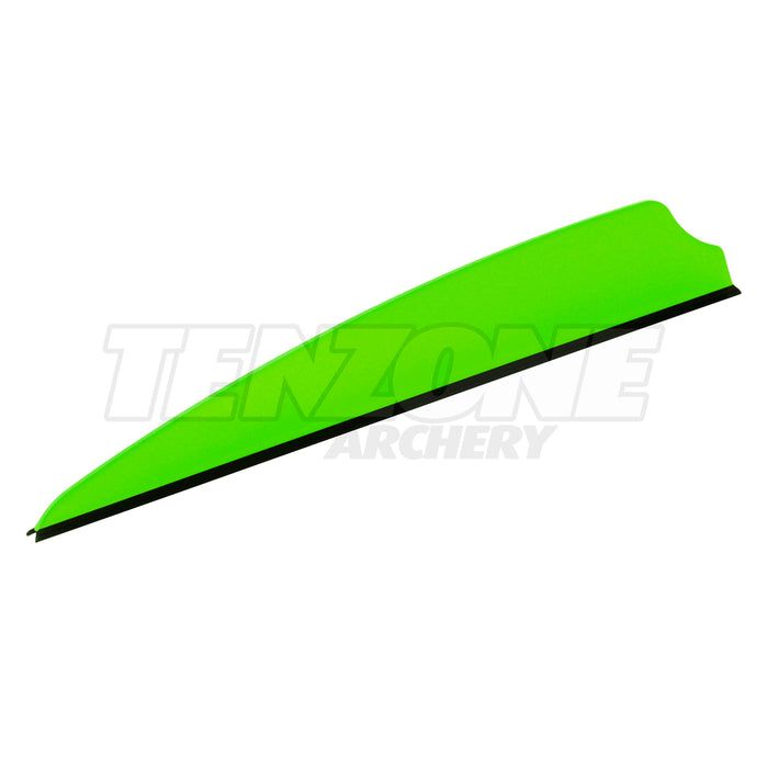 One green Q2i X-II 3.5-inch vane with a black base. The Ten Zone Archery logo is visible as a watermark over the image.